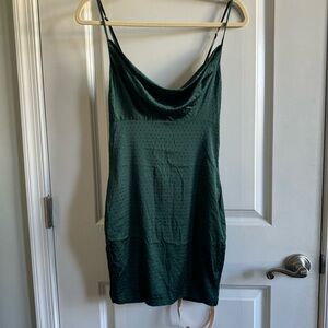 NWT Princess Polly | Emerald Cowl Neck Mini Dress Rhinestone Embellished Size 4